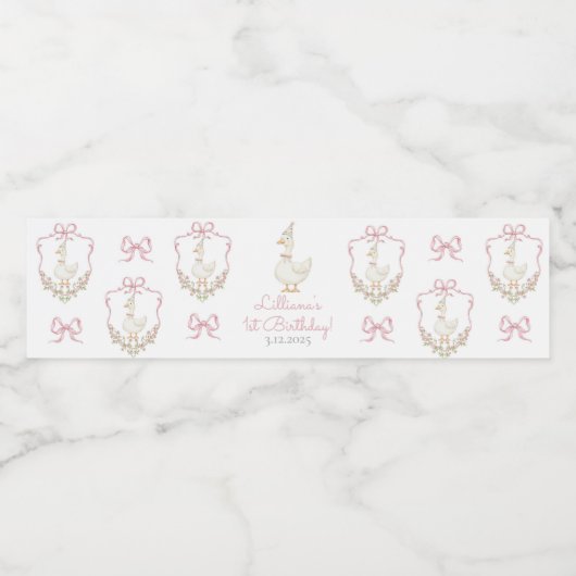 One Silly Goose Pink Birthday Wasserflaschenetikett (Einzelnes Label)