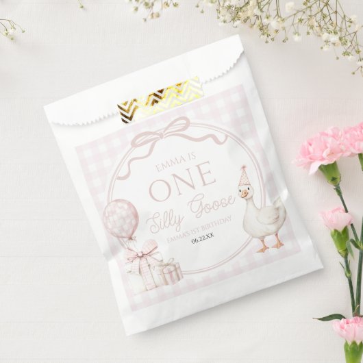 ONE Silly Goose Pink Bow 1st Birthday Party Geschenktütchen (Versiegelt)