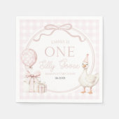 ONE Silly Goose Pink Bow 1st Birthday Party Serviette (Vorderseite)