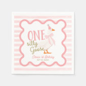 One Silly Goose Pink Bow 1st Birthday Serviette (Vorderseite)