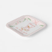 One Silly Goose Pink Bow Floral 1st Birthday Pappteller (Gewinkelt)