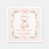 One Silly Goose Pink Bow Floral 1st Birthday Serviette (Vorderseite)