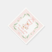 One Silly Goose Pink Bow Floral 1st Birthday Serviette (Ecke)