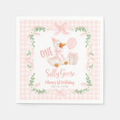 One Silly Goose Pink Bow Floral 1st Birthday Serviette (Vorderseite)