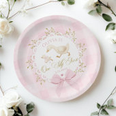 One Silly Goose Pink Gingham 1st Birthday Bow Pappteller