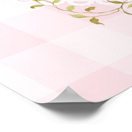 One Silly Goose Pink Gingham 1st Birthday Welcome Poster (Ecke)