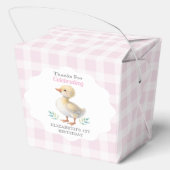 One Silly Goose Pink Gingham Girl First Birthday Geschenkschachtel (Rückseite)