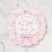 One Silly Goose Pink Gingham Whimsical Thank you Geschenkanhänger (Vorderseite)