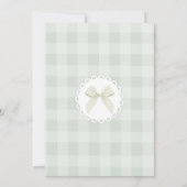 One Silly Goose Pistachio Gingham 1st Birthday Einladung (Rückseite)