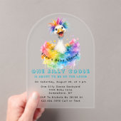 One Silly Goose Rainbow Baby Shower Cute Acryleinladungen (Insitu (Handheld))