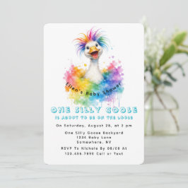 One Silly Goose Rainbow Baby Shower Cute Einladung