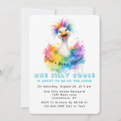 One Silly Goose Rainbow Baby Shower Cute Einladung (Vorderseite)
