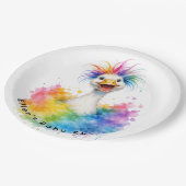 One Silly Goose Rainbow Baby Shower Pappteller (Schrägansicht)