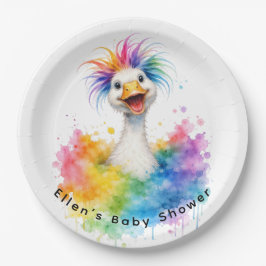 One Silly Goose Rainbow Baby Shower Pappteller