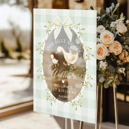 One Silly Goose Sage Gingham Birthday Welcome Acrylschild