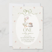 One Silly Goose Vintage Girl Birthday Einladung (Vorderseite)