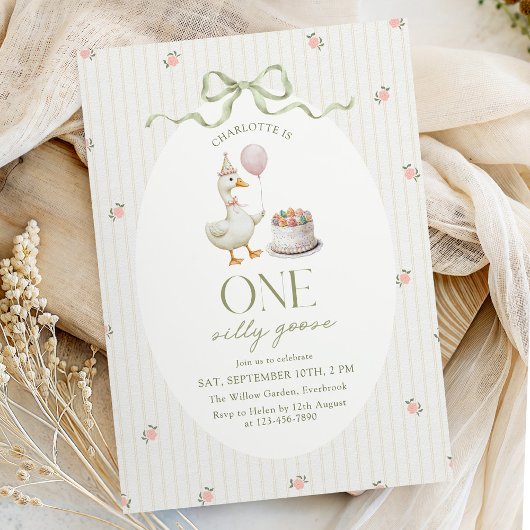 One Silly Goose Vintage Girl Birthday Einladung