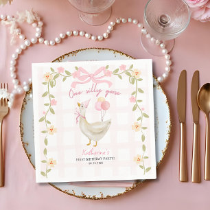 One Silly Goose Vintage Rosa Ente 1. Geburtstag Serviette