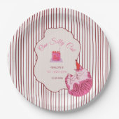 One Silly Pink Kitty 1st Birthday Pappteller (Vorderseite)