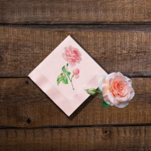 One single Vintage Pink Rose Serviette