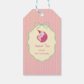 One Sleepy Cat 1st Birthday – Yellow Stripes Geschenkanhänger (Rückseite)