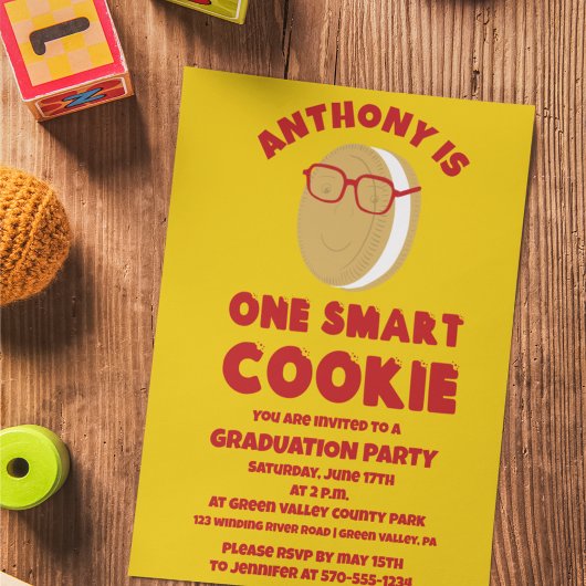 One Smart Cookie Childrens Graduation Party Einladung