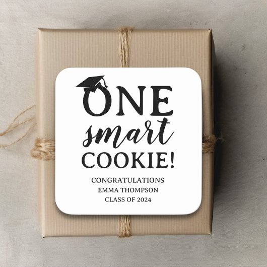 One Smart Cookie Class of 2024 Abschluss Quadratischer Aufkleber