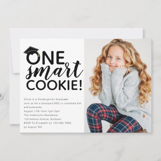 One Smart Cookie Foto Kindergarten Graduate Einladung (Vorderseite)