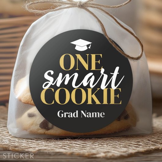 One Smart Cookie - Grand Name and Cap - Black Gold Runder Aufkleber