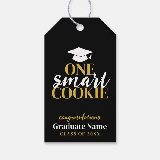 One Smart Cookie - Moderner Black Gold Abschluss Geschenkanhänger (Vorderseite)
