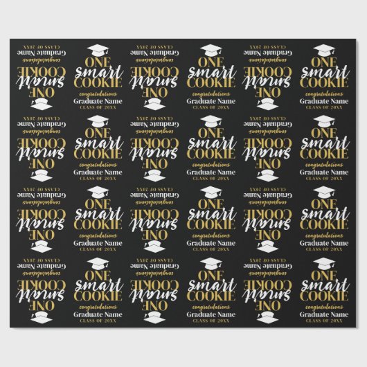 One Smart Cookie - Moderner Black Gold Abschluss Geschenkpapier (Flach)