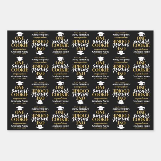 One Smart Cookie - Moderner Black Gold Abschluss Geschenkpapier Set (Vorderseite)