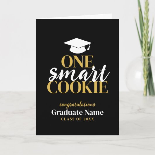 One Smart Cookie - Moderner Black Gold Abschluss Karte (Vorderseite)