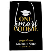 One Smart Cookie - Moderner Black Gold Abschluss Mittlere Geschenktüte (Vorderseite)