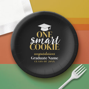 One Smart Cookie - Moderner Black Gold Abschluss Pappteller