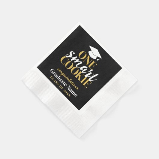 One Smart Cookie - Moderner Black Gold Abschluss Serviette (Ecke)
