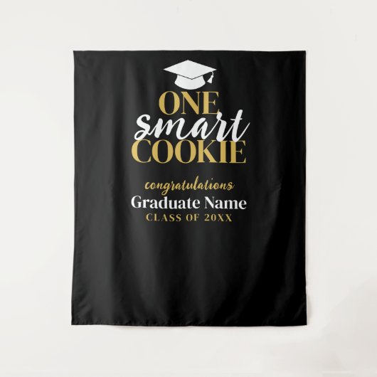 One Smart Cookie - Moderner Black Gold Abschluss Wandteppich (Vorderseite)
