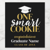 One Smart Cookie - Moderner Black Gold Abschluss Weinetikett (Einzelnes Label)