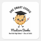 "One Smart Cookie" Niedliches Funny Abschluss Dess Quadratischer Aufkleber (Vorderseite)