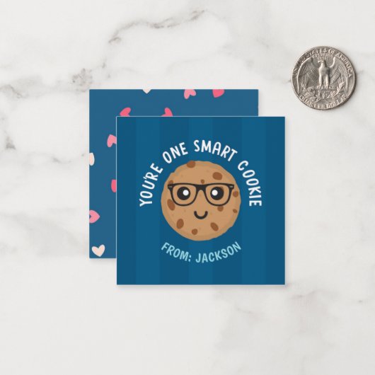 One Smart Cookie Valentine's Day Sticker Mitteilungskarte (Vorderseite/Rückseite Beispiel)