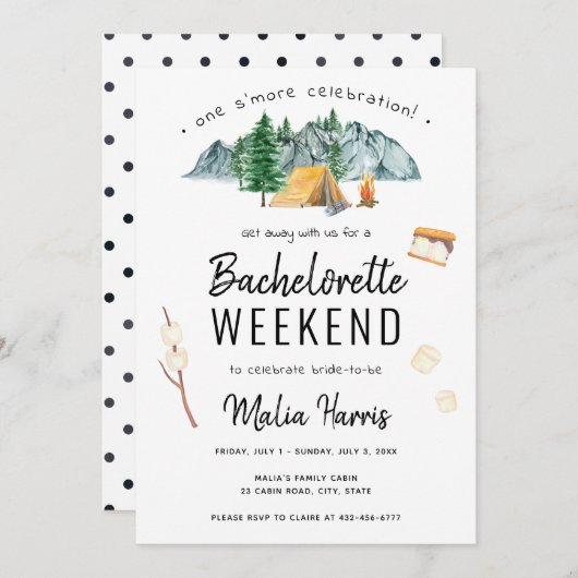 One S'More Celebration Camping Bachelorette Einladung (Vorne/Hinten)
