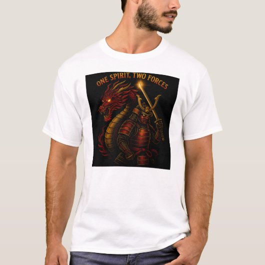 One Spirit, Two Forces | Samurai & Dragon T-Shirt (Vorderseite)