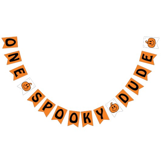 One Spooky Dude Orange Halloween 1st Birthday Wimpelkette (Alle)