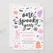 One Spooky Year Cute Halloween Ghost 1st Birthday Einladung (Vorderseite)