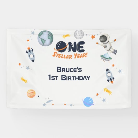 One Stellar Year, Space 1st Birthday Banner (Horizontal)