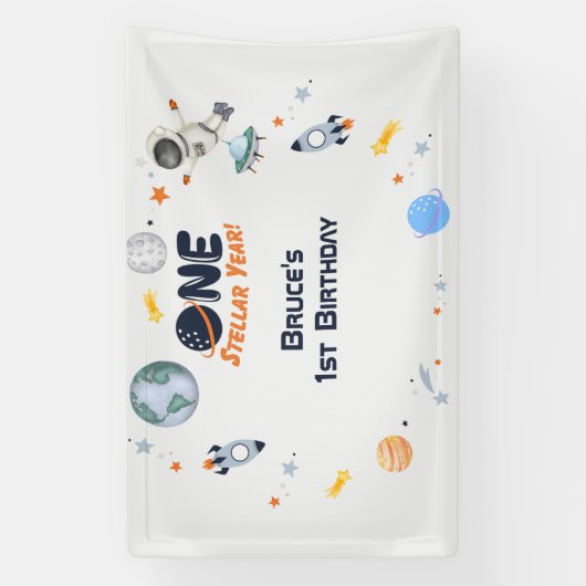 One Stellar Year, Space 1st Birthday Banner (Vertikal)