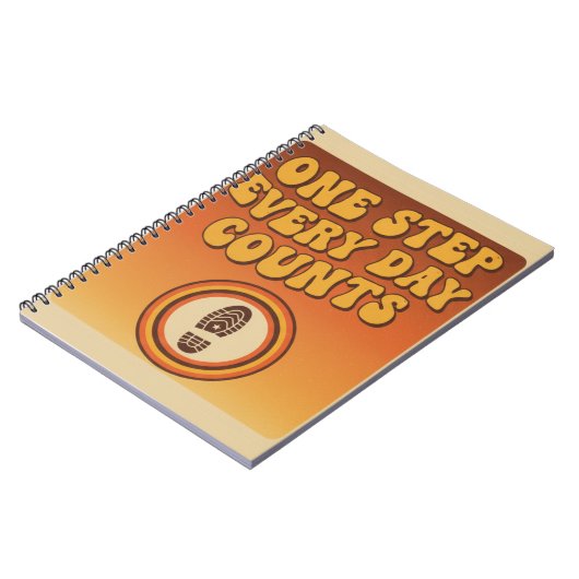 One Step Every Day – Retro Motivational Notebook Notizblock (Linke Seite)