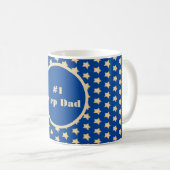 #One Step Vater Simple Gold Star auf Blue Backgrou Kaffeetasse (VorderseiteRechts)