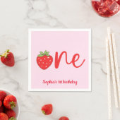 One Strawberry Birthday Serviette (Beispiel)