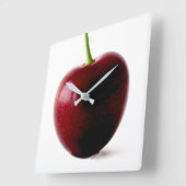 One Sweet Cherry Wall Clock Quadratische Wanduhr (Winkel)